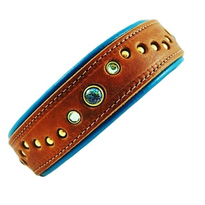 Handmade Custom 100% Genuine Cow Leather Premium Quality Soft Padded <b>Dog</b> <b>Collar</b> With Stud Decoration Manufacturer - Product Image 1