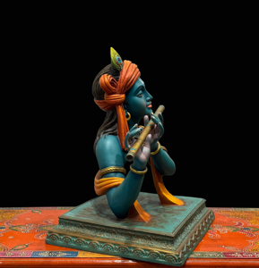 Estatua Moderna de Resina del Dios Krishna Tocando la Flauta |   Nirmala Handicrafts - Ídolo de Krishna de Diseño Art Deco Hecho a Mano para Mesa, Hogar u Oficina - Product Image 3