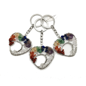 High quality Crystal Keychain Seven chakra tree of life <b>Key</b> <b>chain</b> Natural Heart Stone <b>Key</b> Holder Gifts for Women <b>Key</b> <b>Chain</b> - Product Image 2