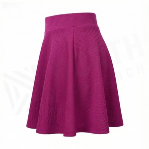 Women A-Line Mini <b>Skirt</b> Solid Color <b>Elastic</b> <b>Waist</b> Breathable Polyester <b>Skirt</b> All Seasons Wear - Product Image 3