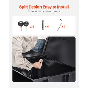 Cassetta Postale in Acciaio Zincato con Serratura per Pacchi e Design Antifurto, 38,6 Pollici, per Consegne Esterne - Product Image 5