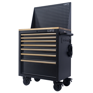 Wholesale OEM 7-<b>Drawer</b> Lockable Ball Bearing Slides Wooden Top Tool Cabinet Matte Black Powder Coated Steel for <b>Workshop</b> Use - Product Image 1