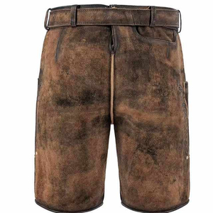 Pantalones Cortos Bávaros de Cuero de Cabra con Diseño a Cuadros y Aspecto Antiguo para Hombre, Cintura Media, Transpirables, para Oktoberfest, Todas las Tallas - Product Image 3