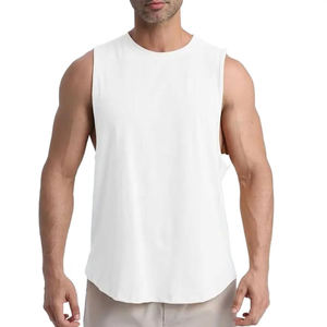 Camiseta sin mangas rosa para hombre, cuello redondo, color liso, estilo casual de punto, camiseta sin mangas personalizada, camiseta deportiva de algodón azul lisa para hombre - Product Image 6