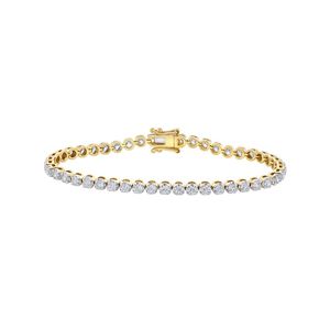 Pulsera de tenis de oro amarillo para mujer con diamantes redondos de 3.08 ct, engaste en canal, estilo clásico, para uso diario - Product Image 6