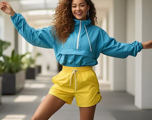 Women Windbreaker <b>Shorts</b> Sets Women Rain Zip-Up Hooded Wind Breaker <b>Short</b> Two Piece Set 100% Nylon Waterproof Suit Ladies - Product Image 2