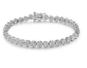Bracelet tennis de luxe en moissanite, style hip-hop, serti de pierres, aspect diamant VVS, chaîne en or blanc brillante - Product Image 1
