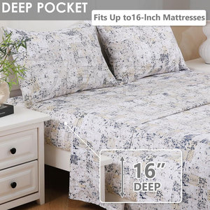 Parure de draps modernes en coton polyester plissé, 600 fils, réutilisable, durable, personnalisable, pour la maison - Product Image 3