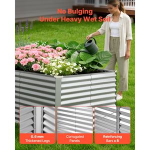 Fioriera Rettangolare Rialzata in Metallo Zincato 8x4x3 piedi per Esterni, Kit Contenitore per Piante Senza Fondo, Forniture da Giardino - Product Image 3