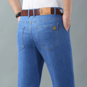 2026 Wholesale Large Size Fashion Regular <b>Stretch</b> <b>Men</b> Straight Knitted Denim Jeans New Design Trend High Waist Business Casual - Product Image 3