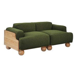Customized Modern Luxury Solid Wooden Extendable Convertible Corner 2 Seater With Green Fabric <b>Sofa</b> for Living Room Villa - Product Image 3