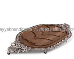 Bandeja de madera más nueva, diseño de decoración del hogar, bandeja de madera, diseño de mango de Metal, bandeja de madera pulida para servir en forma - Product Image 6