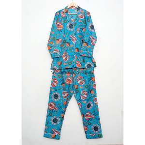 Ensemble de pyjama en coton respirant, chemise de pyjama longue, tenue de soirée nuptiale, ensemble de pyjama confortable, pyjama floral, idéal pour l'été - Product Image 4