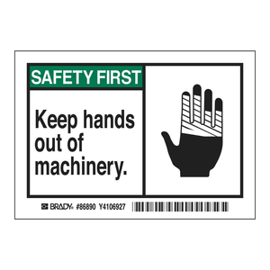 Etiqueta de Seguridad Autoadhesiva de PVC Duradera Brady SAFETY FIRST para Maquinaria Industrial, Impresa con UV y Grabado en Relieve - Product Image 3