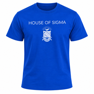 Camiseta de Algodón con Cuello Redondo y Manga Corta para Hombre, Color Azul Rey, con Estampado Gráfico de la Casa de Sigma, Personalizada para Fraternidad Phi Beta Sigma - Product Image 3