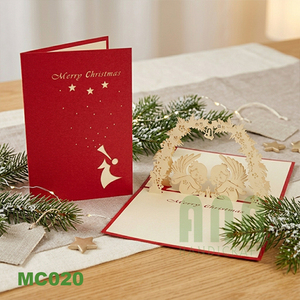 Navidad ángeles 3D Pop-up Offset impreso tarjetas de invitación Año Nuevo vacaciones tarjetas de felicitación Vietnam mate barniz papel recuerdos - Product Image 1