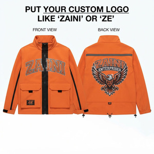 Chaqueta Softshell ZAINI Premium de 220g, Naranja y Negra, Estilo Casual, Transpirable, Resistente al Viento, Ecológica, con Capucha, para Hombre - Product Image 1
