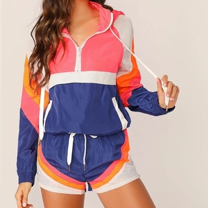 2026 Custom Half Zip Pullover Tracksuit 2026 Jogging Crop Top Windbreaker Jacket Two Piece Pants <b>Set</b> Women 2026 - Product Image 3