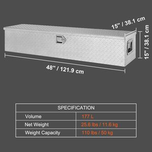 Heavy-Duty Aluminum Truck Bed Tool Box with Diamond <b>Plate</b> <b>Side</b> Handle Lock Keys Storage Chest Box with Organ Feature - Product Image 4