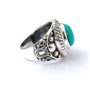 Natural Turquoise <b>Ring</b> <b>Set</b> in 925 <b>Silver</b> For Men Handmade Designer Collection Affordable Jewelry JAIPUR <b>SILVER</b> - Product Image 3