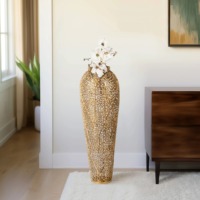 Vase de sol moderne en laiton et fer forgé, fait main, écologique, avec motif floral et trou de drainage, pour la décoration intérieure et les occasions de mariage