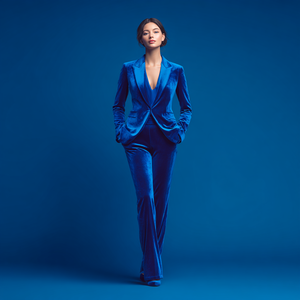 Ensemble de costume pour femme, blazer classique et pantalon droit, tenue de bureau professionnelle, tenue décontractée pour les réunions de travail, mariage - Product Image 2
