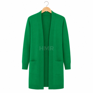 HMR Sisterhood Sorority Acrylic Green Open Front <b>Pockets</b> Casual Full Sleeve Open Neck Solid Color All Seasons - Product Image 5