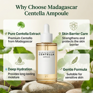 Ampolla Facial de Centella Asiática de Madagascar 100ml para el Cuidado de la Piel Masculina Coreana, Sérum para Piel Grasa y Sensible, Calmante, Reparador e Hidratante - Product Image 2
