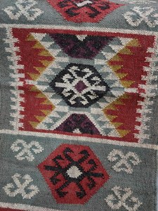 Tapis Kilim tissé à la main, style bohème tribal géométrique, en laine, style turc, tapis de couloir rustique, décoration de sol pour l'entrée de la maison - Product Image 5