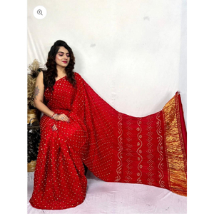 High Quality Bandhani <b>Saree</b> with Hand Tie Dye Work Pure Silk Fancy <b>Saree</b> - Product Image 1