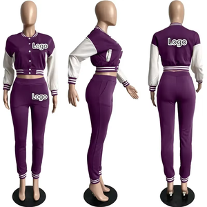 Conjunto de Jersey y Pantalones de Béisbol para Mujer, con un Solo Botón, Diseño de Parches, Estilo Casual Deportivo, Traje de Dos Piezas, Poliéster, Ajuste Cómodo - Product Image 5