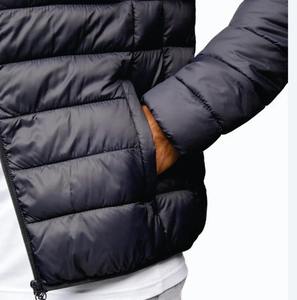 Custom Brand Men's Hooded <b>Packaway</b> Puffer <b>Jacket</b> 100% Polyester Quilted Zippered Bonded Cuffs Windproof Eco-Friendly Grey Winter - Product Image 5