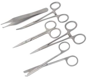 ชุดเครื่องมือผ่าตัดสัตว์ 5 ชิ้น ทำจากสแตนเลสสตีล ประกอบด้วยคีมเย็บแผลแบบใช้มือ กรรไกร ที่จับเข็ม ได้รับการรับรองมาตรฐาน ISO13485 - Product Image 6