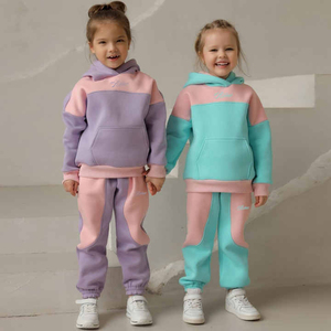 Ensemble de survêtement polaire personnalisé pour enfants, couleurs pastel, sweat à capuche et pantalon de jogging pour tout-petits, vente en gros, tenue d'hiver épaisse pour enfants - Product Image 4