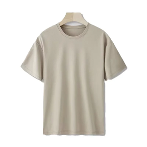 T-shirt en coton blanc surdimensionné pour homme, manches courtes, col rond, décontracté, couleur unie, jersey tricoté, design uni, longueur normale - Product Image 3