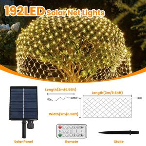 Luci Natalizie a Rete Solare da Esterno 3x2m 192 LED Dimmerabili IP44 Impermeabili con Telecomando, Timer, Memoria e 8 Modalità Divertenti - Product Image 5
