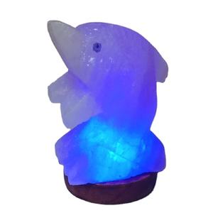 โคมไฟเกลือปลาโลมาแกะสลักด้วยมือเป็นมิตรต่อสิ่งแวดล้อมทำจาก USB สีแดงสไตล์ดอกไม้หิมาลัยงานฝีมือธรรมชาติสำหรับตกแต่งบ้าน - Product Image 1