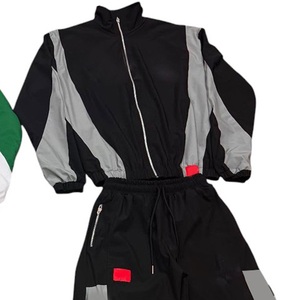 Men's Nylon <b>Tracksuits</b> OEM Windbreaker Nylon <b>Polyester</b> <b>Tracksuit</b> WIth Reflective Piping Custom Lightweight Joggers Set - Product Image 4