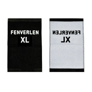 Étiquettes tissées personnalisées pour vêtements, étiquettes en tissu personnalisées pour entreprises, découpées au laser, lavables, étiquettes cousues avec logo, pliage central - Product Image 1