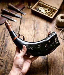 Corne à boire de style viking avec support en cuir, tasse artisanale au design animalier élégant, technique de polissage, tasse en corne de buffle naturelle - Product Image 3