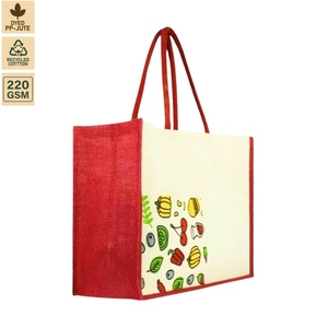 Bolsa de Compras Reutilizable de Yute y Algodón Laminado de 220 GSM, 46x36x20 cm, con Logotipo Personalizado, Modelo SS169, Venta al Por Mayor - Product Image 2