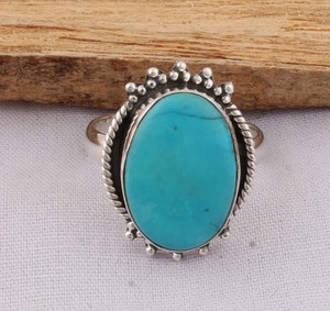 Shree Jaipur Silver Boho Natural Oval Amethyst Sterling Silver <b>Beaded</b> Halo Ring-Unisex Antique Oxidized Finish Factory <b>Direct</b> - Product Image 3