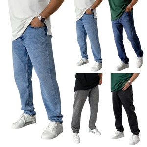 Pantalones Vaqueros Personalizados para Hombre, Azules, de Algodón de Alta Calidad, Lavado Ligero, Corte Recto, Holgados, Talla Grande, Estilo Cargo - Product Image 6