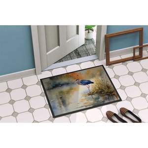Felpudo de pila baja lavable antideslizante Blue Heron, 24H X 36W, alfombra de entrada para interiores y exteriores, felpudo azul para puerta delantera - Product Image 4