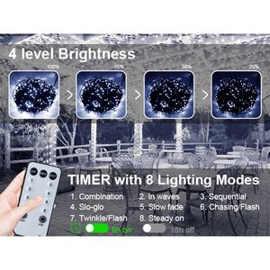 Luci Natalizie da Esterno 197 FT 580 LED, Impermeabili, con 8 Modalità, Decorazioni a Filo con Spina o a Batteria - Product Image 3