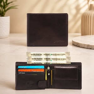 Cartera de Cuero para Hombre con Protección RFID, Monedero y Ranuras para Tarjetas de Identificación, Cartera Bifold de Cuero Genuino Hecha a Mano - Product Image 1