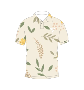 Men’s Beige <b>Botanical</b> Leaf <b>Print</b> Polo Shirt Short Sleeve Casual Summer Fashion Tee - Product Image 4