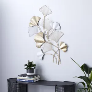 Modern Metal Handicraft Rope <b>Wall</b> Art Ginkgo <b>Leaf</b> Sculpture Minimalist <b>Decorative</b> <b>Wall</b> Hanging for Living Room - Product Image 2