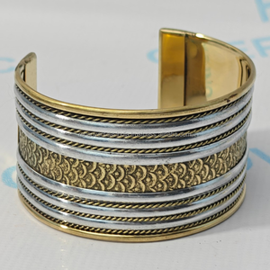 Designer Modern Brass Open Cuff <b>Adjustable</b> Bangle <b>Bracelet</b> with Metal Handicraft for Women Girls Eco-Friendly Baptism Gift - Product Image 3