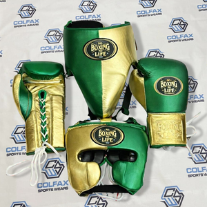 Guantes de Boxeo Profesionales Ligeros y Personalizables de Cuero Sintético Rosa Dorado con Cordones, Protector de Cabeza y Protector Inguinal - Product Image 5